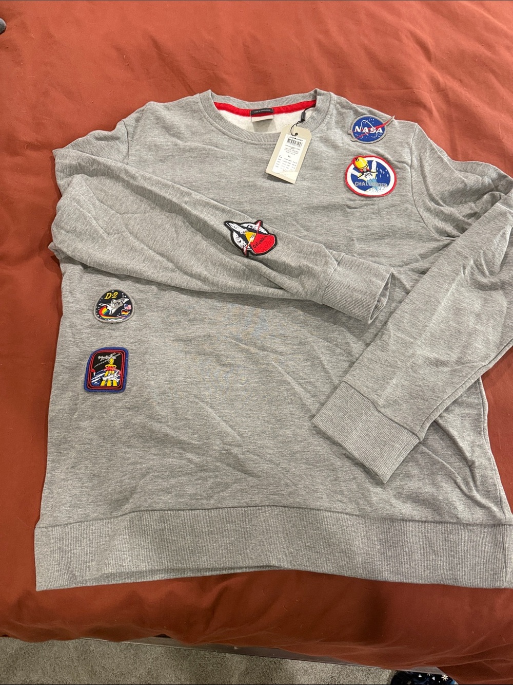 Jack Jones Gray NASA Patch Crewneck Sweatshirt
